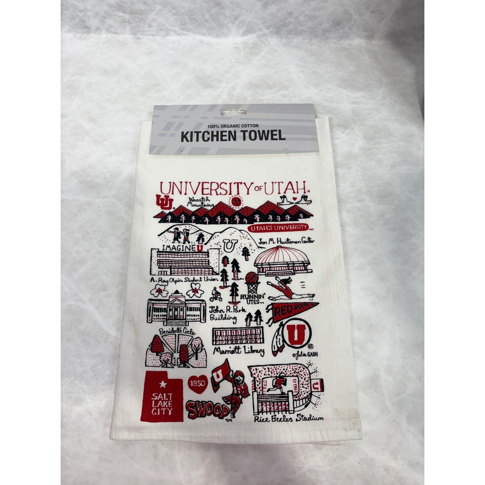 University of Utah Utes Kitchen Towel Julia Gash Organic Cotton Neil Enterprises